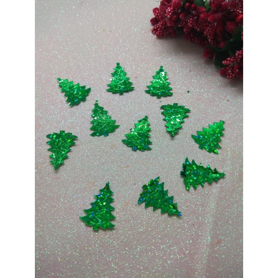 Пайетки "Елочки" 2,2*1,6 см, цв. зеленый, цена за 10 гр